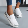 Women Casual Flats Shoes Slip-on Creepers Platform Genuine Leather White Loafers Shoes