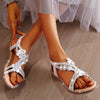 Women Flat Shoes Summer Luxury Designer Rhinestone Sandals