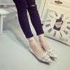 New sweet pointed flat shoes fairy pearl diamond pointed flat shoes