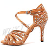 Women Party Dance ShoesSatin Shining rhinestones Soft Bottom Latin Dance Shoes Woman Salsa Dance Shoes heel5CM-10CM