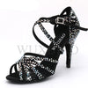 Women Party Dance ShoesSatin Shining rhinestones Soft Bottom Latin Dance Shoes Woman Salsa Dance Shoes heel5CM-10CM