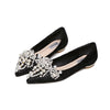 New sweet pointed flat shoes fairy pearl diamond pointed flat shoes