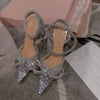 Brand Luxury Crystal Sequined Bowknot Women Pumps Sexy Ankle Strap High heels Female Sandals Summer Fashion Wedding Prom Shoes