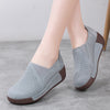 Women's Leather Platform Slip on Loafers Comfort Moccasins Low Top Casual Shoes