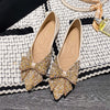 Pointed single-shoe female new bowknot flat-bottomed ladle shoes