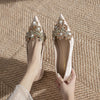 Pointed rhinestone flat shoes French retro flat shoes