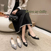 Pointed toe single shoes women's flowers small fragrant low heeled pearl flats