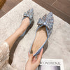 Pointed single-shoe female new bowknot flat-bottomed ladle shoes