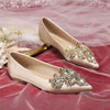 Pointed rhinestone flat shoes French retro flat shoes