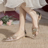 French pointed rhinestone flat shoes Baotou transparent thick shoes