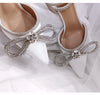 Glitter Rhinestones Women Pumps Crystal bowknot Satin Summer Lady Shoes Genuine leather High heels Party Prom Shoes