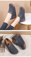 Women's Leather Platform Slip on Loafers Comfort Moccasins Low Top Casual Shoes