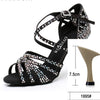 Women Party Dance ShoesSatin Shining rhinestones Soft Bottom Latin Dance Shoes Woman Salsa Dance Shoes heel5CM-10CM