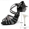 Women Party Dance ShoesSatin Shining rhinestones Soft Bottom Latin Dance Shoes Woman Salsa Dance Shoes heel5CM-10CM