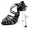 Women Party Dance ShoesSatin Shining rhinestones Soft Bottom Latin Dance Shoes Woman Salsa Dance Shoes heel5CM-10CM