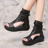 Cilool New Summer Black Women Leather Sandals