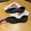 Rhinestone Flat Shoes Bow Tie Shallow Mouth Toe Tip Casual Comfort Dressy Flats for wedding