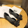 Rhinestone Flat Shoes Bow Tie Shallow Mouth Toe Tip Casual Comfort Dressy Flats for wedding